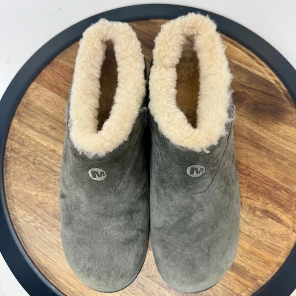 Merrell Falcon Performance Suede Shearling Lined Mule Slip On Grey Women's 10 - Picture 5 of 9